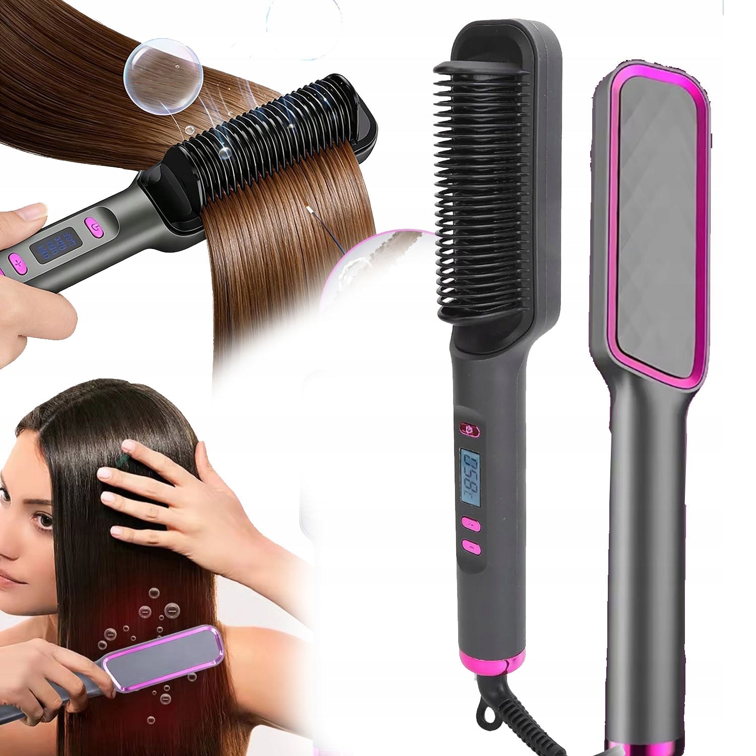 HAIR STRAIGHTENING BRUSH ELECTRIC HAIR STRAIGHTENER PROFESSIONAL