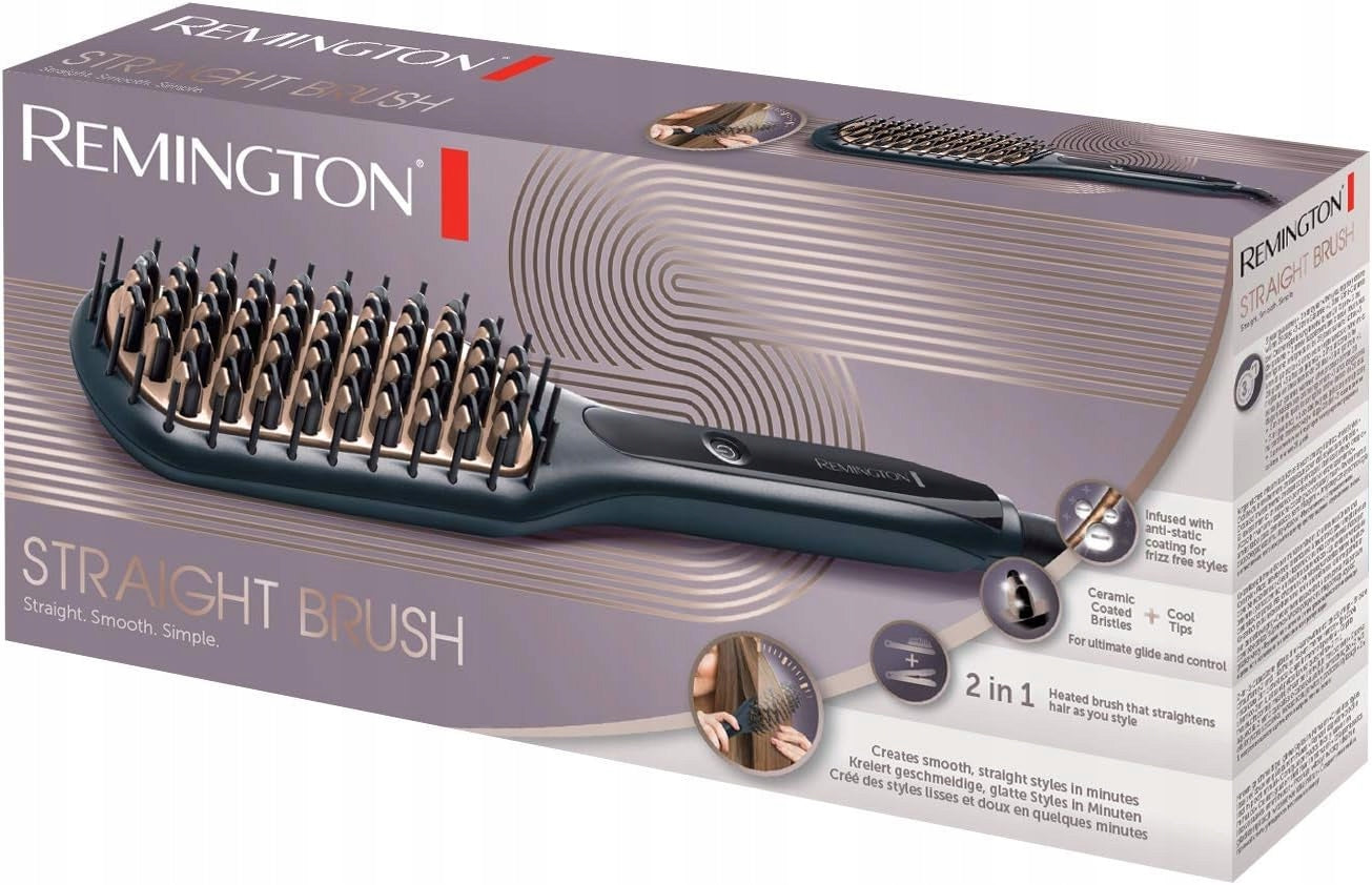 HAIR STRAIGHTENING BRUSH REMINGTON + CASE Packaging status original