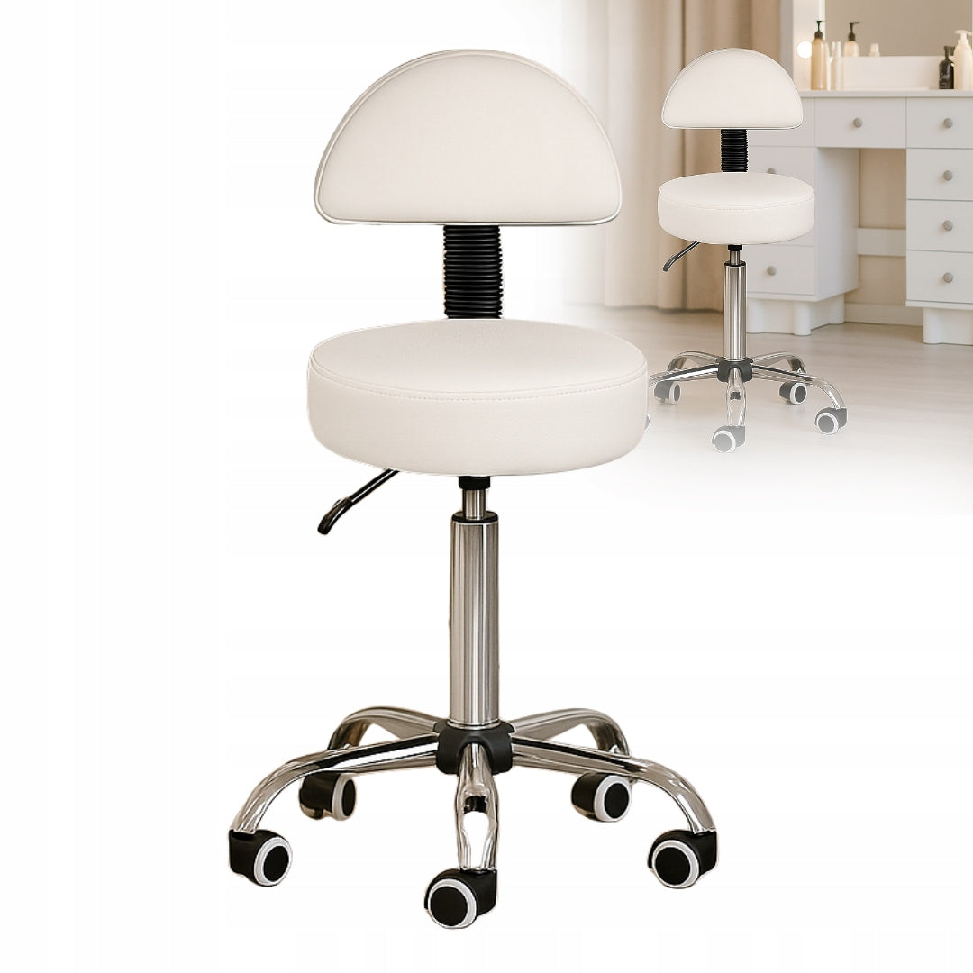 HAIRDRESSER COSMETIC STOOL WITH BACKREST BAR STOOL ON WHEELS