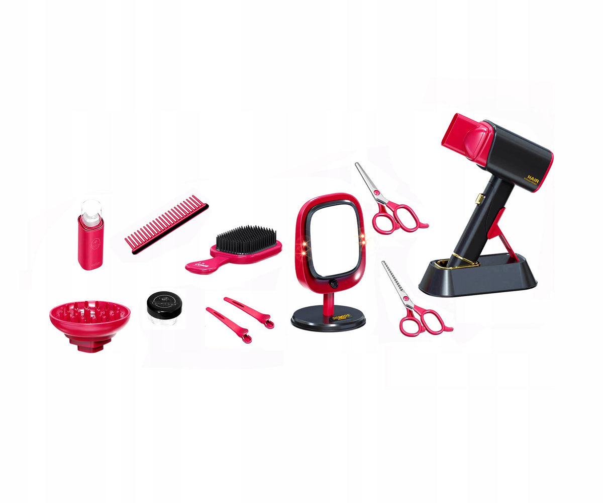 HAIRDRESSER SET FOR CHILDREN BATTERY-OPERATED DRYER BLOWS MIRROR ACCESSORIES Packaging status original