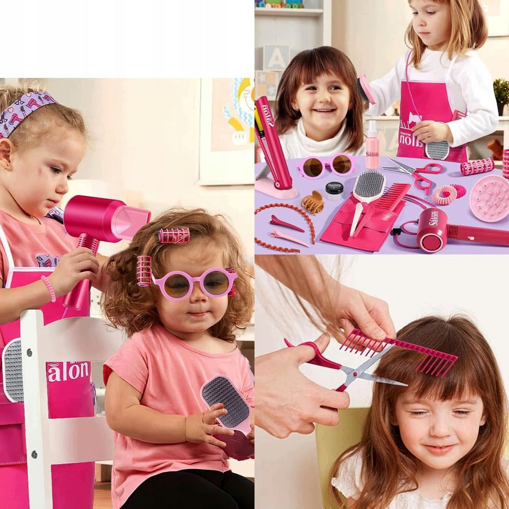 HAIRDRESSER SET FOR CHILDREN BEAUTY SALON DRYER STRAIGHTENER CASE 22in1 Brand no brand