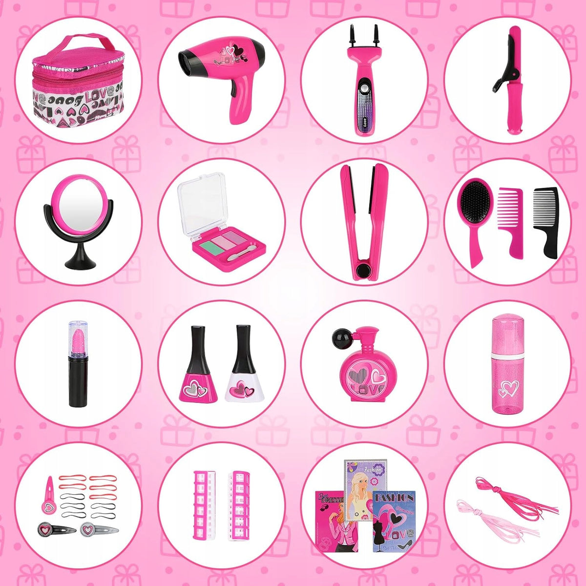 HAIRDRESSER SET FOR CHILDREN SMALL HAIRDRESSER HAIR DRYER COMBS STRAIGHTENER Brand deAO Toys