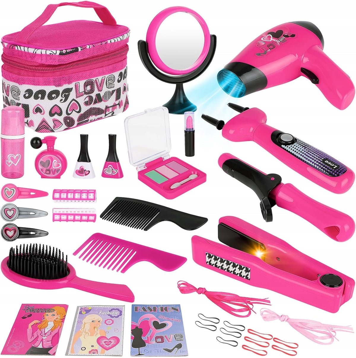 HAIRDRESSER SET FOR CHILDREN SMALL HAIRDRESSER HAIR DRYER COMBS STRAIGHTENER
