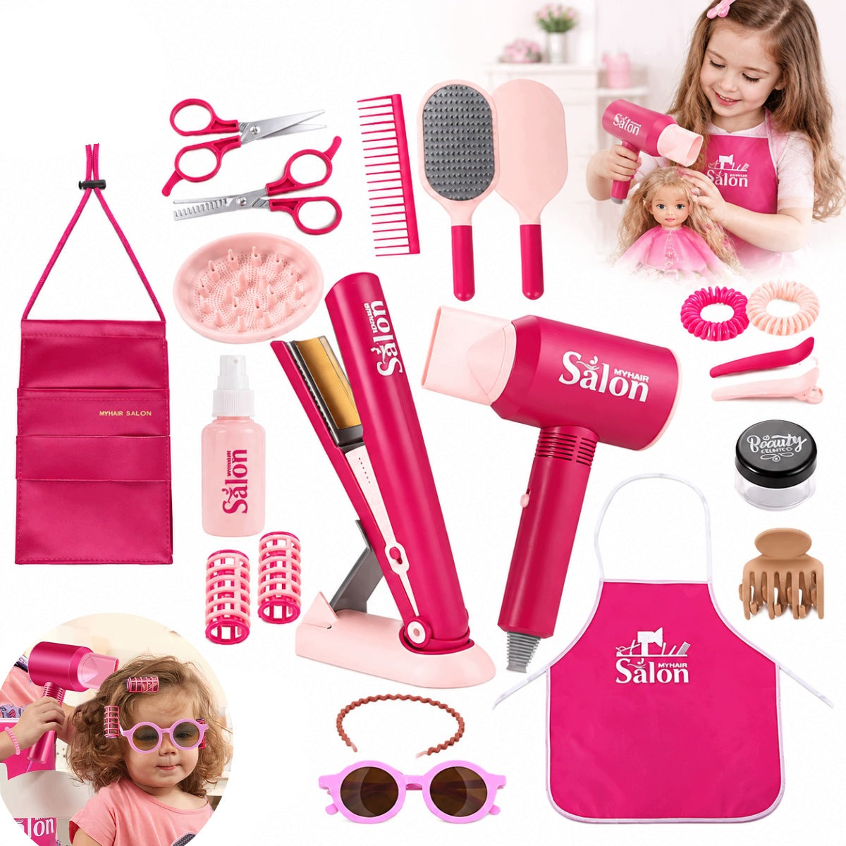 HAIRDRESSER SET FOR CHILDREN SMALL HAIRDRESSER SUITCASE DRYER