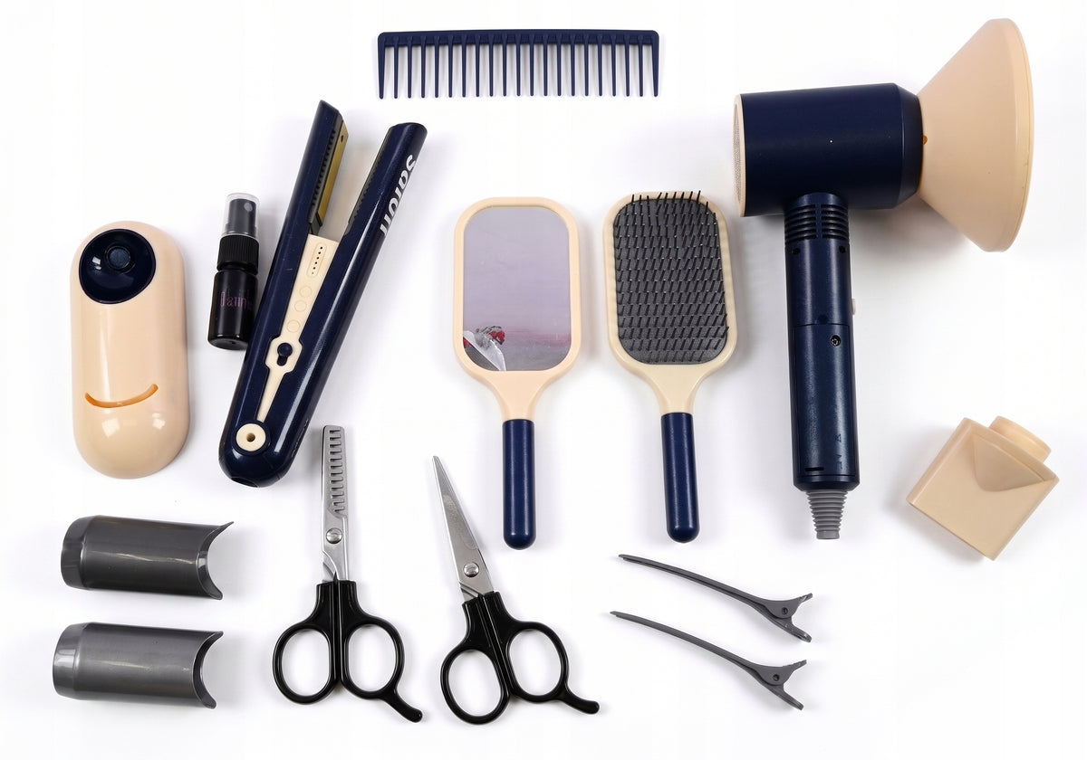 HAIRDRESSER SET SMALL STYLIST HAIR DRYER STRAIGHTENER HAIRBRUSH Brand Midex