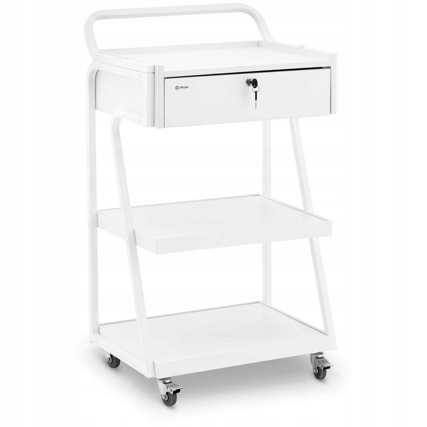 HAIRDRESSER TROLLEY TABLE ON WHEELS DRAWER WHITE
