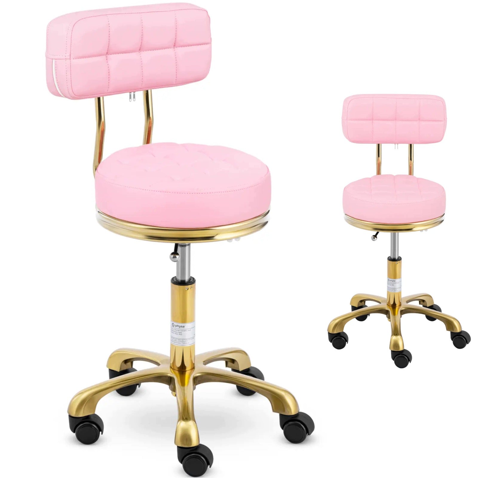 HAIRDRESSING CHAIR ON WHEELS WITH BACKREST ADJUSTABLE 51-66 CM PHYSA GELA