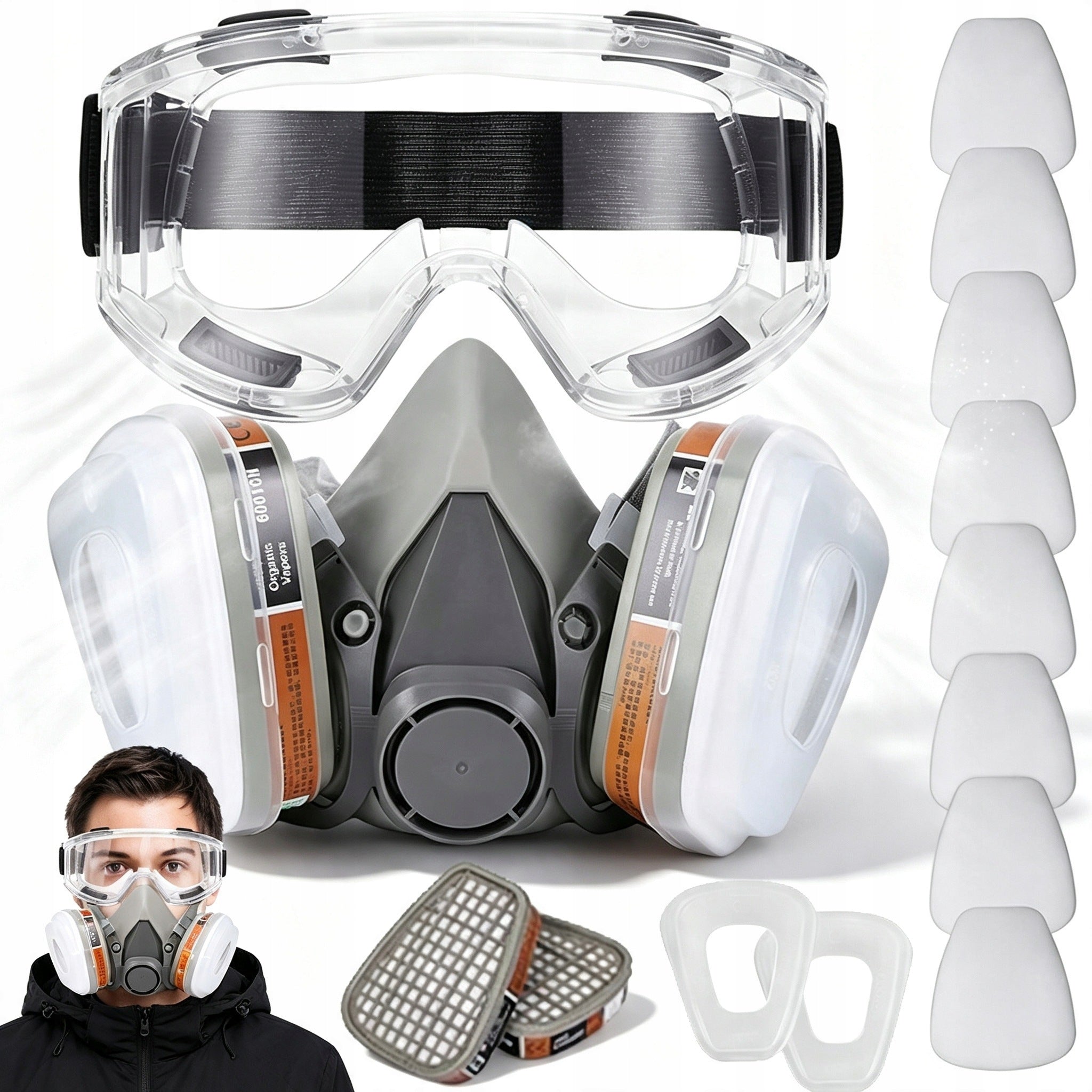 HALF FACE GAS MASK 6200 PROTECTIVE RESPIRATOR FOR PAINTING SPRAYING WORKSHOP