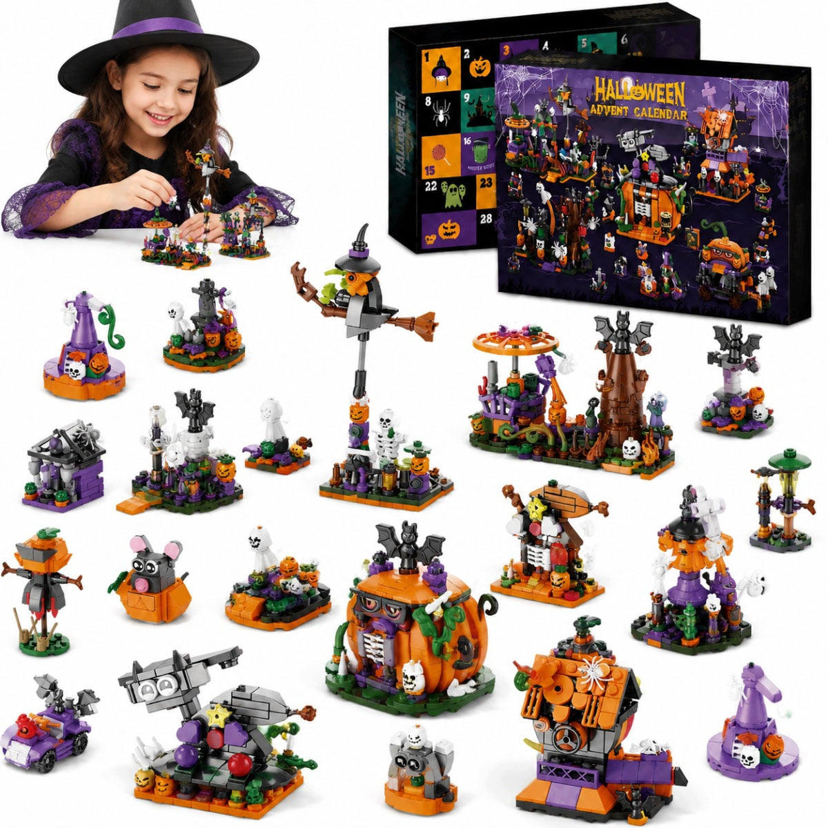 HALLOWEEN ADVENT CALENDAR WITH BLOCKS GIFT COUNTDOWN 31 DAYS