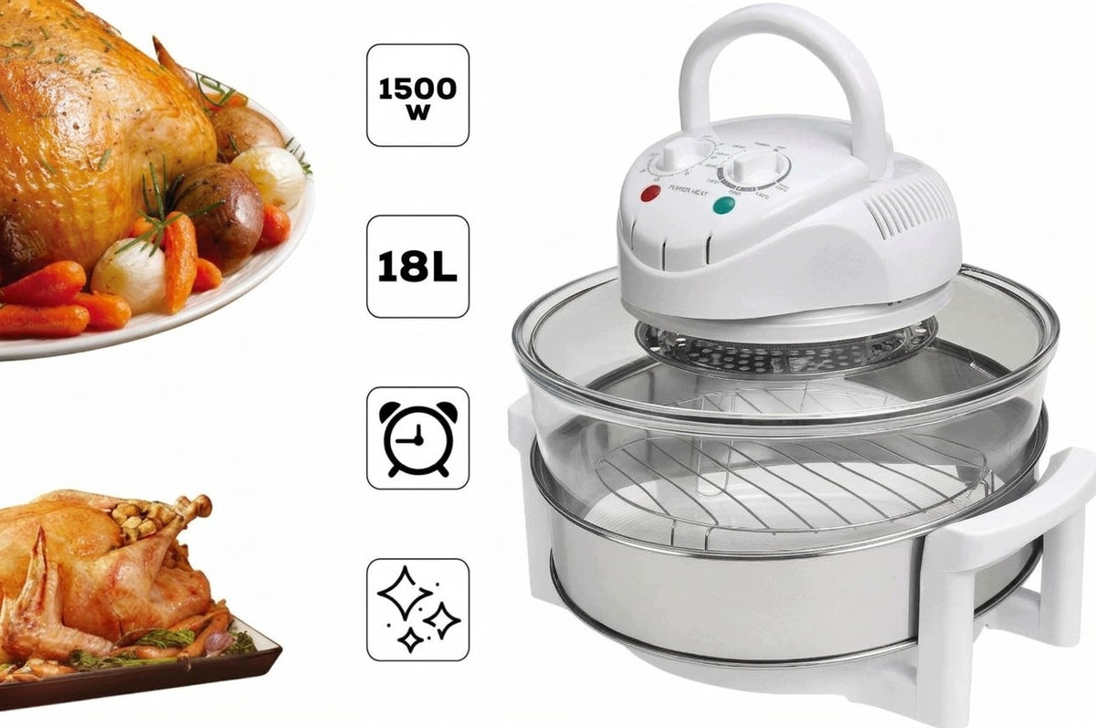 HALOGEN COMBO 18L 1500W ELECTRIC OVEN THERMOCOUPLE GRILL Packaging status original