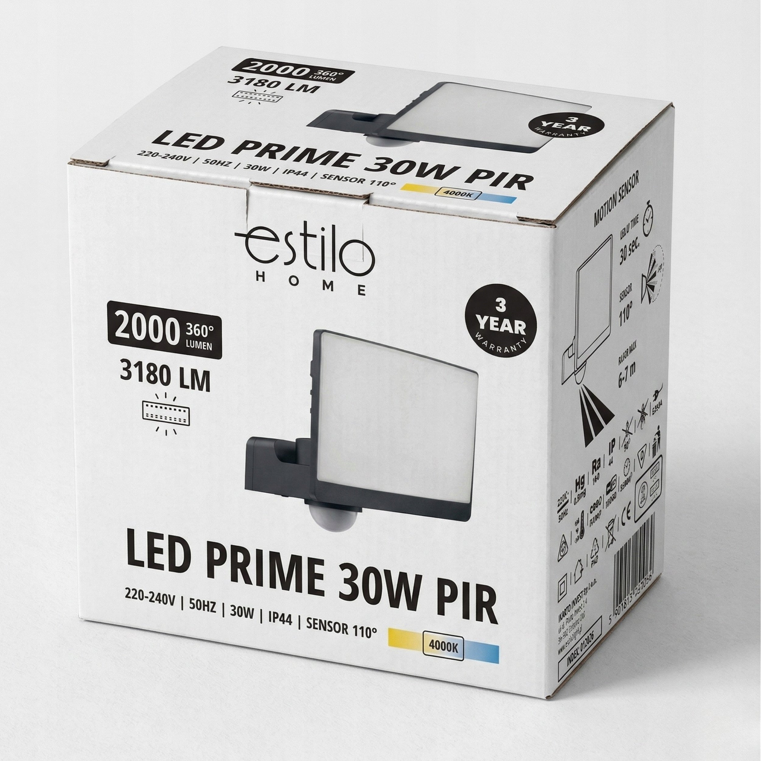 HALOGEN LED FLOODLIGHT WITH 30W SENSOR EFFICIENT MODERN ADJUSTABLE Color black