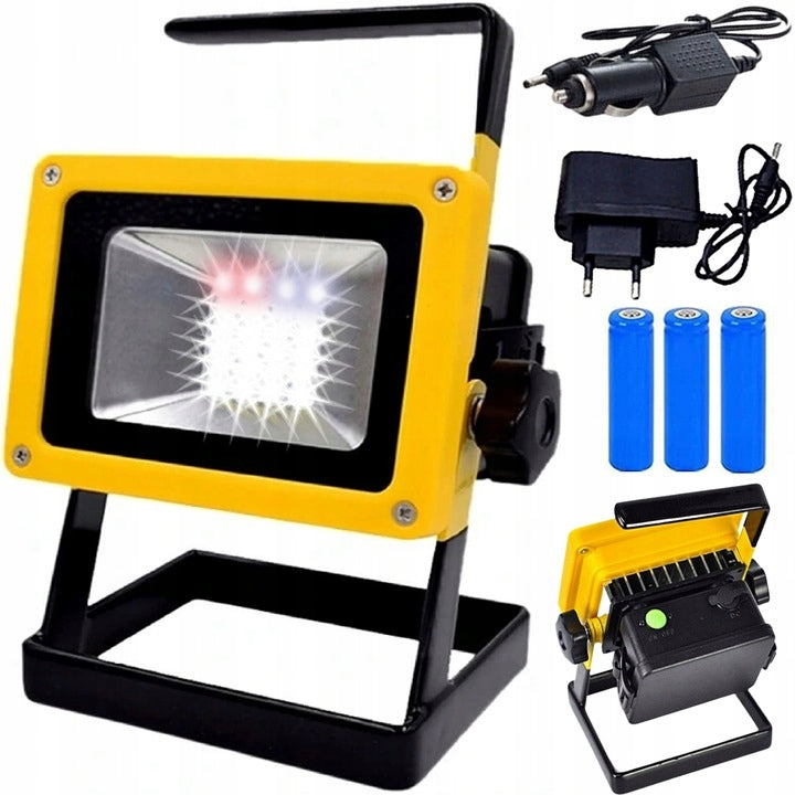 HALOGEN LED PORTABLE 30W RECHARGEABLE 2 CHARGERS 3xAKU POWERFUL LAMP Color black