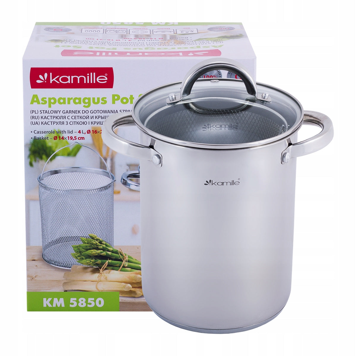 HAM NOODLE ASPARAGUS POT WITH STRAINER KAMILLE EAN (GTIN) 5903148924519