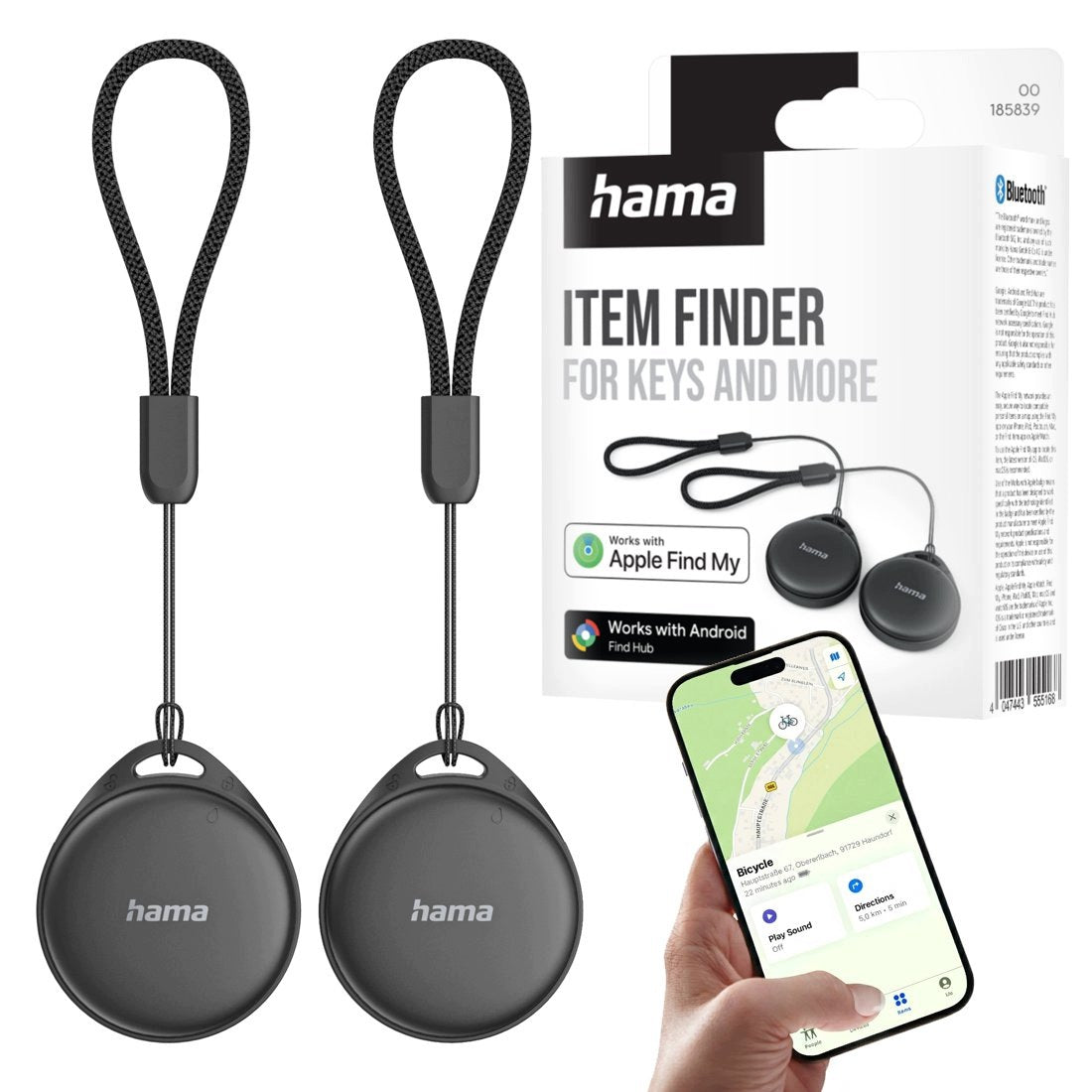 HAMA LOCATOR WITH ANDROID AND APPLE SUPPORT, 2 PCS.