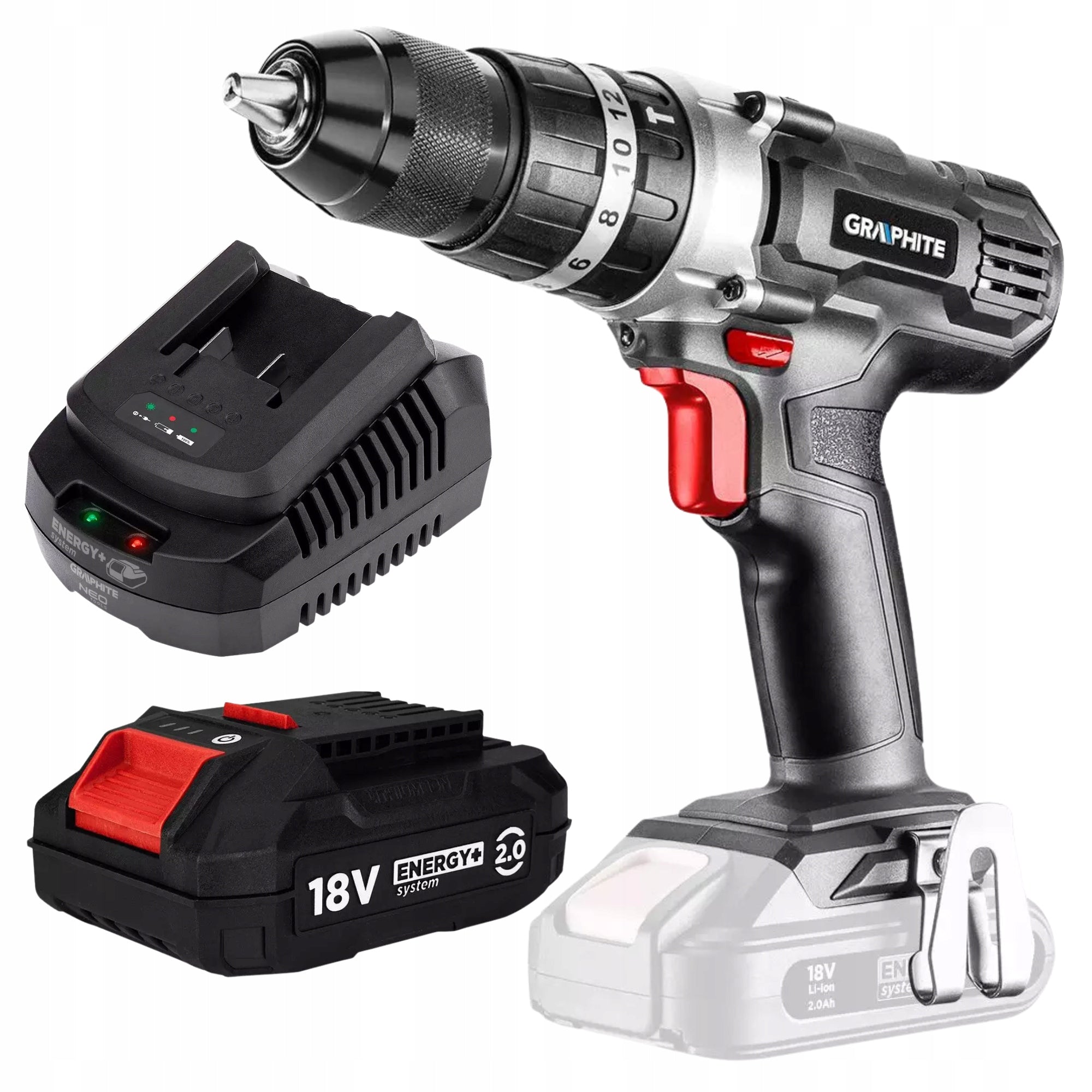HAMMER DRILL + AKU 2AH + CHARGER GRAPHITE