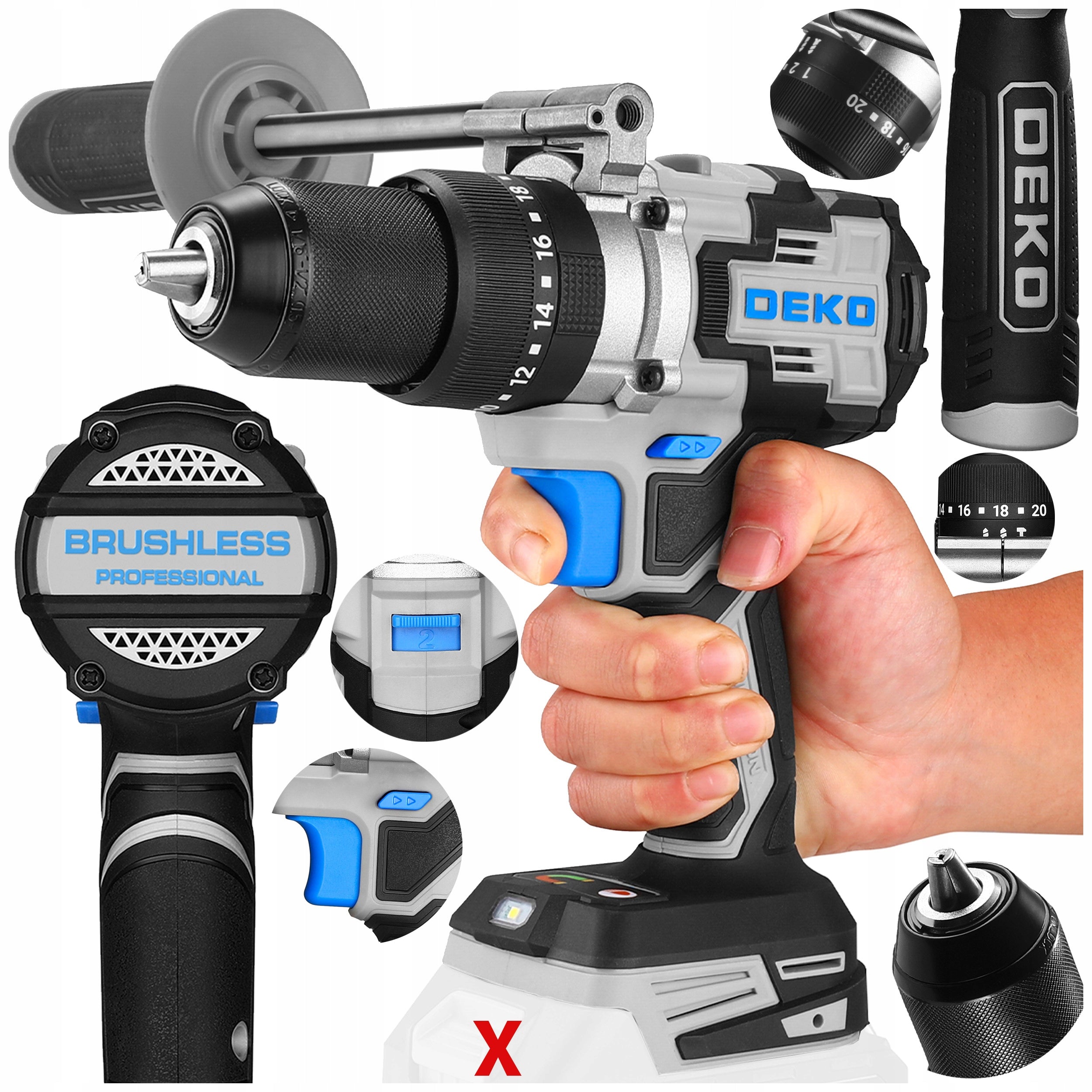 HAMMER DRILL CORDLESS IMPACT DRILL 120 NM DEKO