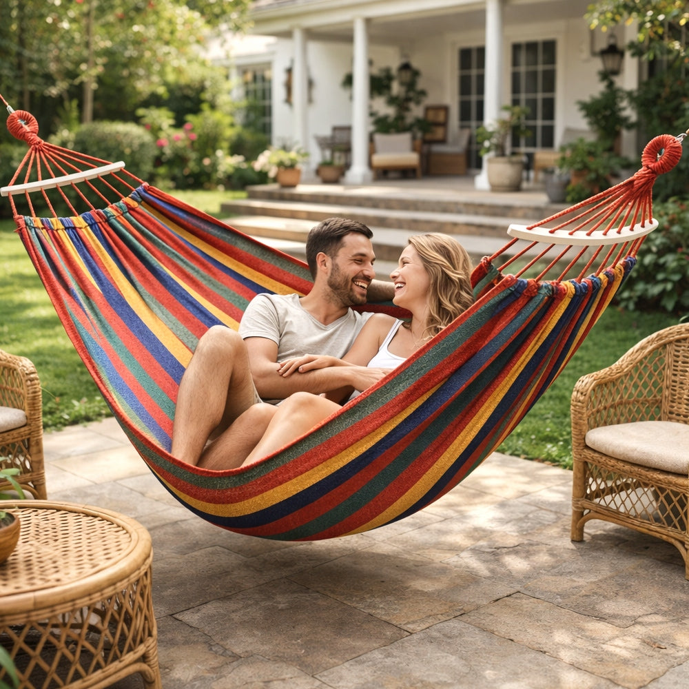 HAMMOCK 2 PERSON GARDEN XL SWING STRONG REINFORCED HEADBAND LARGE + PILLOW Manufacturer code DUŻY HAMAK OGRODOWY 2 OSOBOWY HUŚTAWKA BOHO