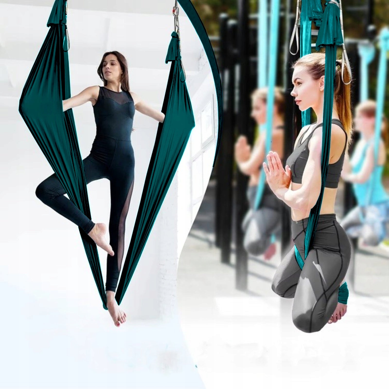 HAMMOCK AERIAL YOGA SCARF ACROBATIC SASH 280x500 - BOTTLE GREEN Packaging status original
