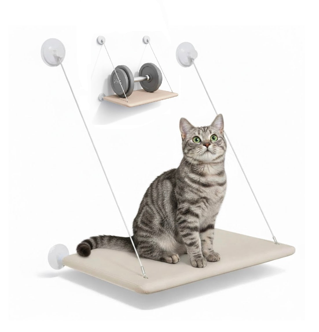 HAMMOCK CAT WINDOW BED STRONG Lifting capacity 20kg Suction cups BEIGE U036