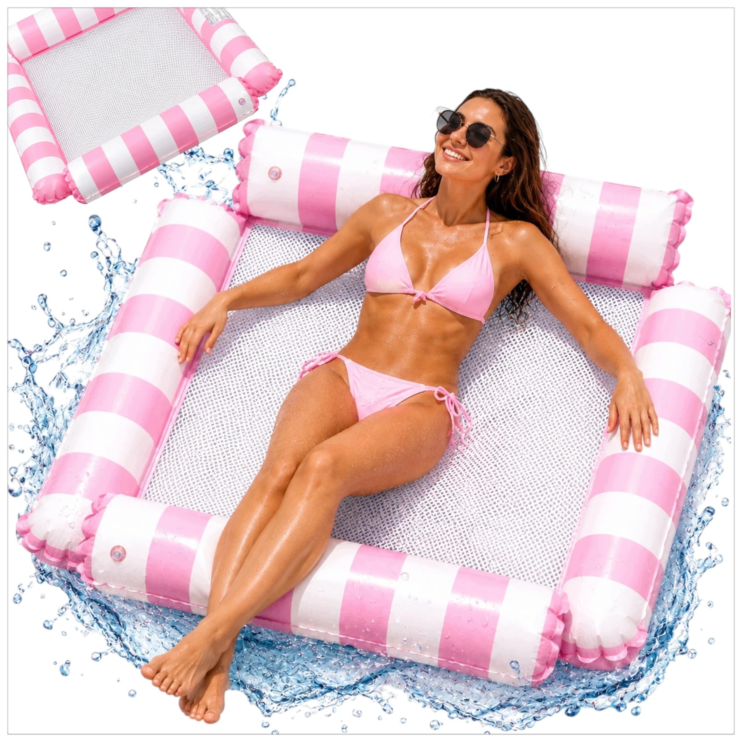 HAMMOCK MATTRESS INFLATABLE WATER LOUNGER WITH SWIMMING NET FOR WATER POOL