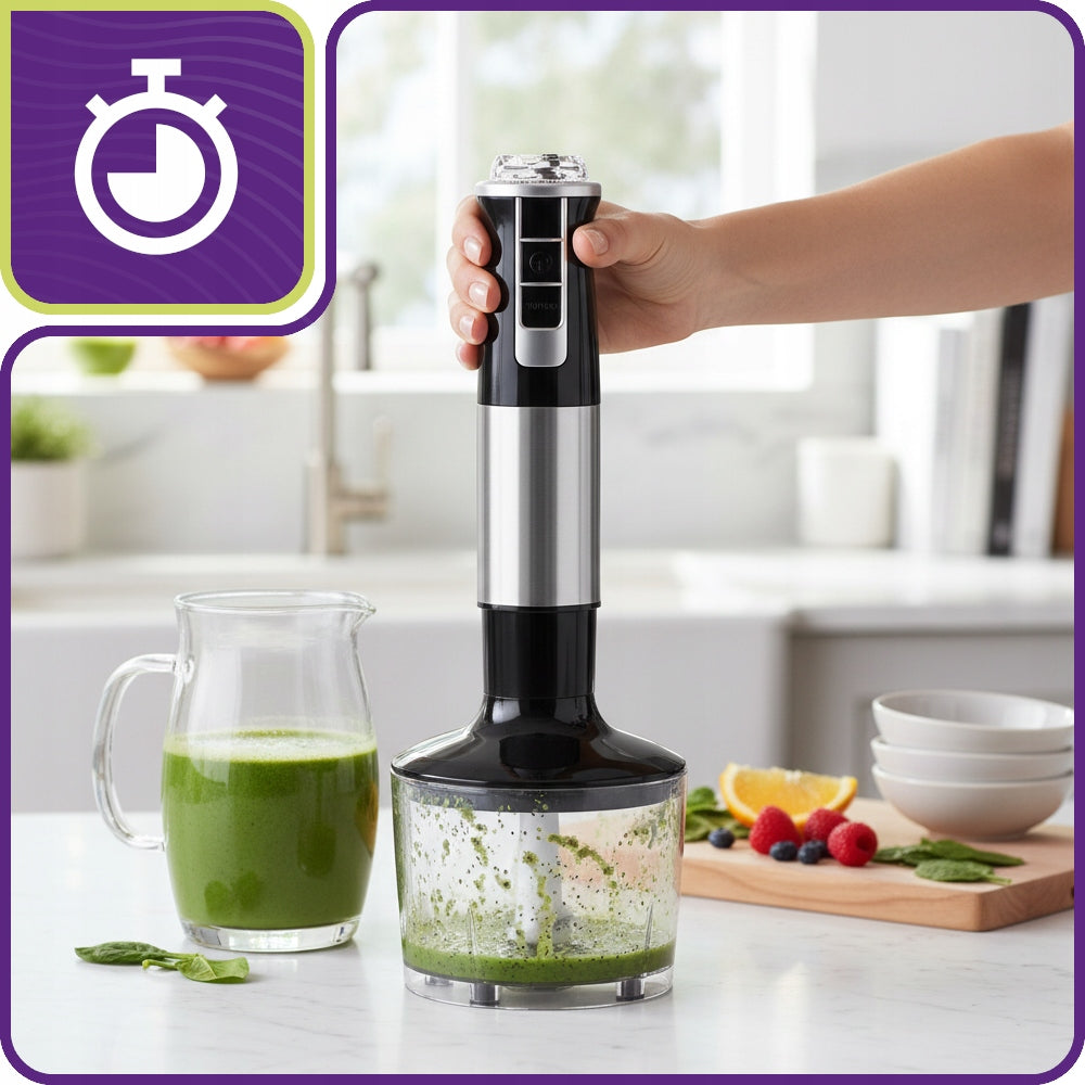 HAND BLENDER 7in1 MULTIFUNCTIONAL MIXER 1500W SILVER TURBO POWERFUL BLADES Dominant color gray