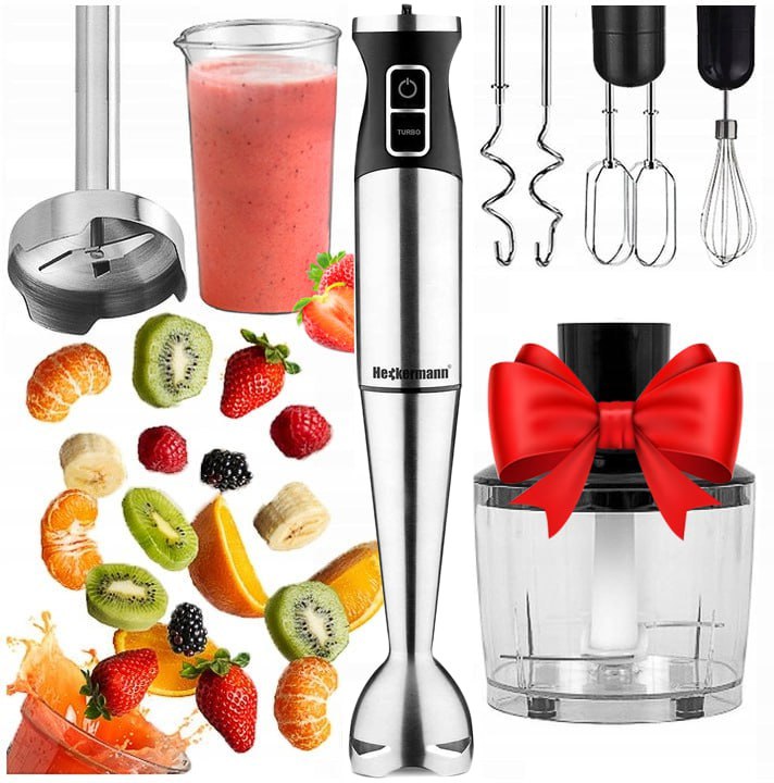 HAND BLENDER POWERFUL 1200W MULTIFUNCTIONAL MIXER SET TURBO PREMIUM 6IN1