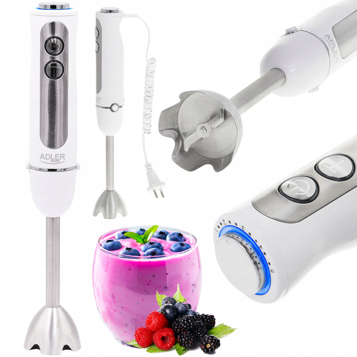 HAND BLENDER TURBO MIXER POWERFUL SHREDDER 1500W 5 SPEED WHITE Packaging status original