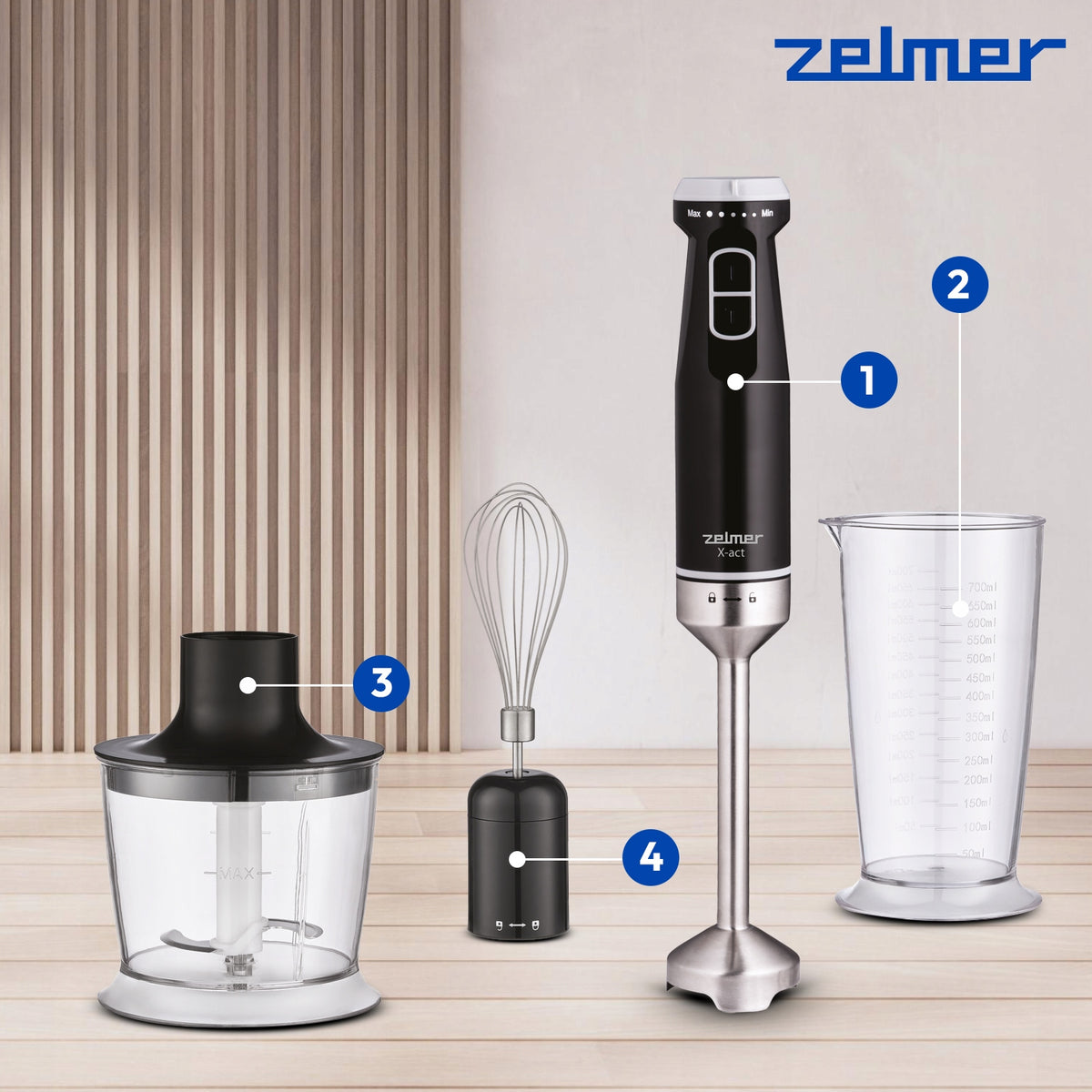HAND BLENDER ZELMER KITCHEN MULTIFUNCTIONAL MIXER 4 TURBO BLADES 1200W Manufacturer code ZHB4632
