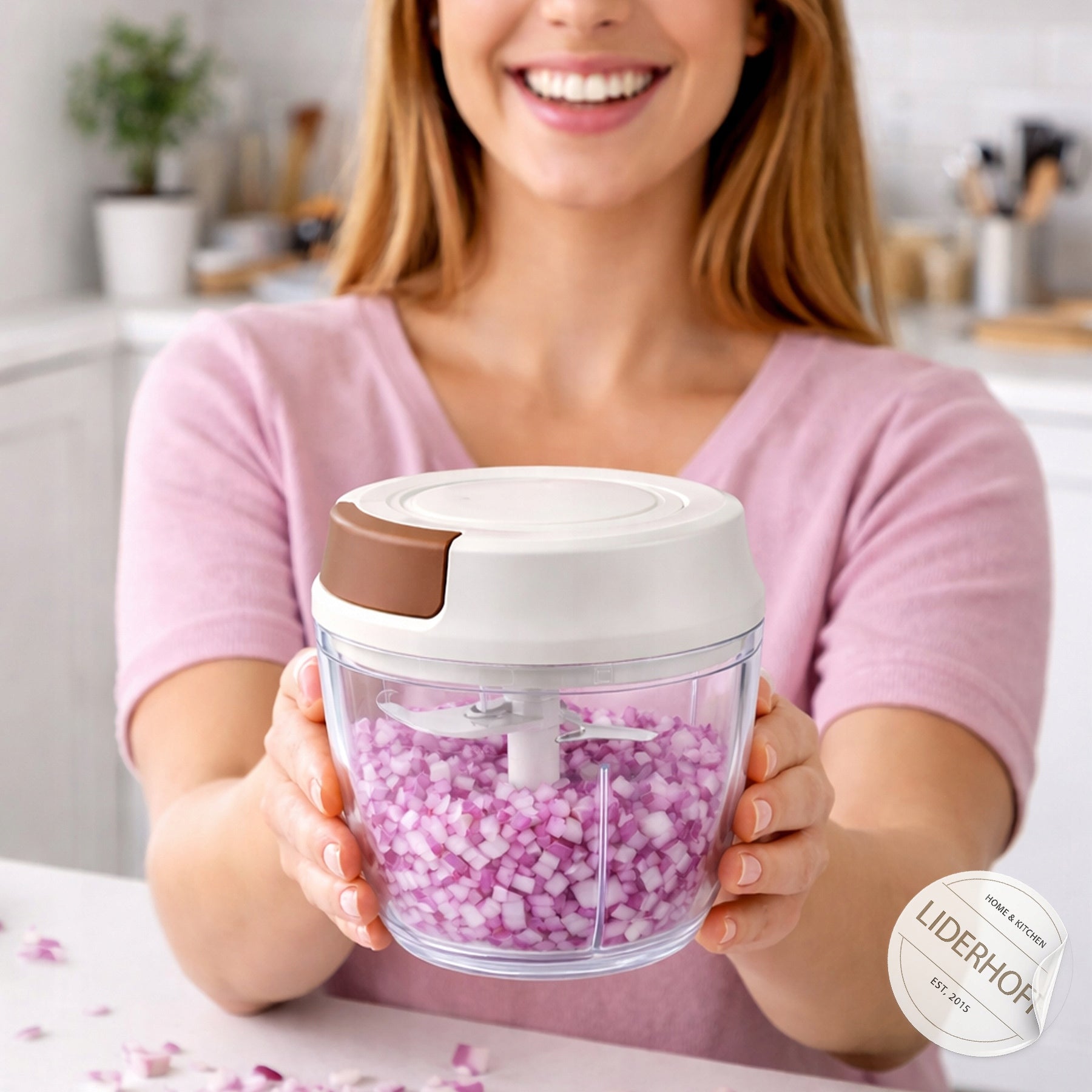 HAND CHOPPER 900ML WITH STRING VEGETABLE SHREDDER ONION SHREDDER Manufacturer code SIEKACZ LIDERHOFF 900ML