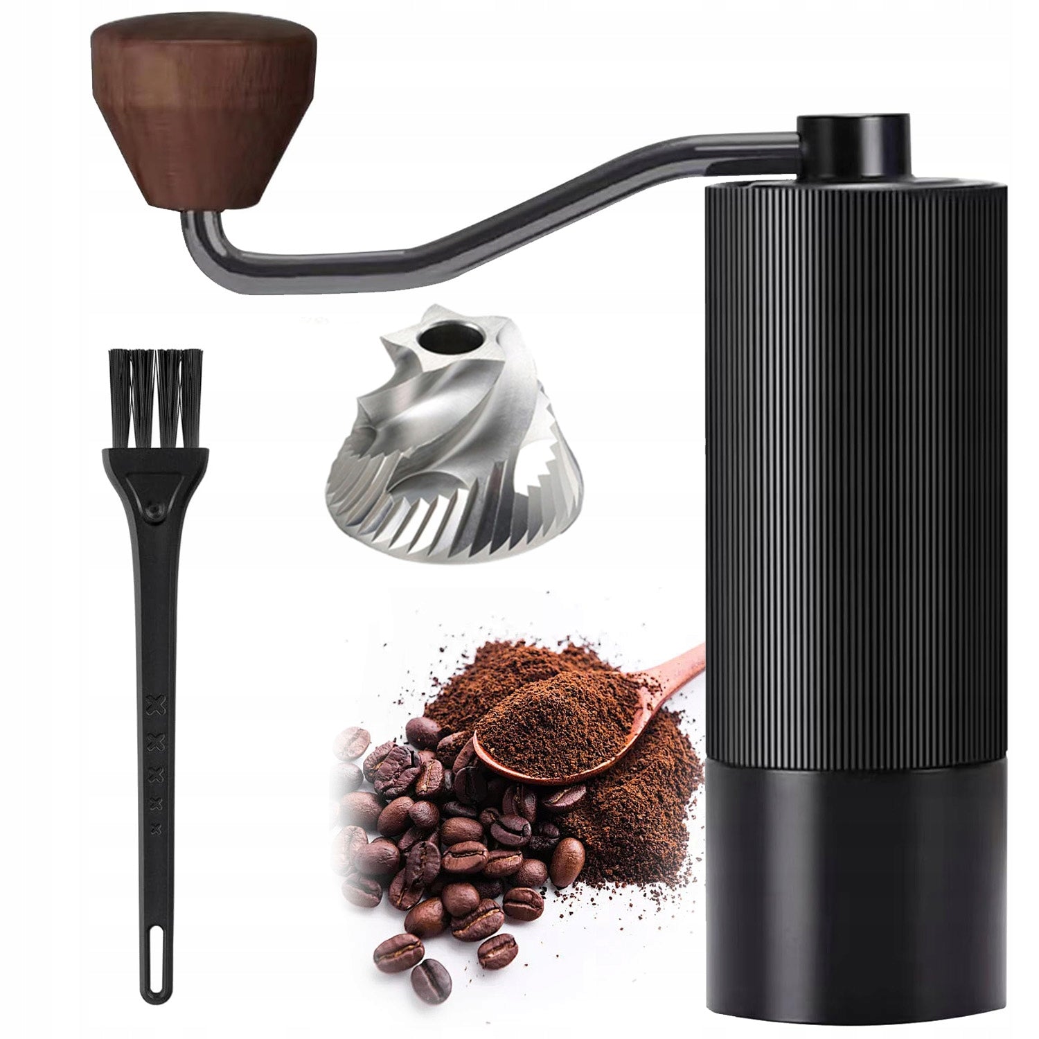 HAND GRINDER FOR COFFEE WITH BRUSH – GRINDING THICKNESS ADJUSTMENT