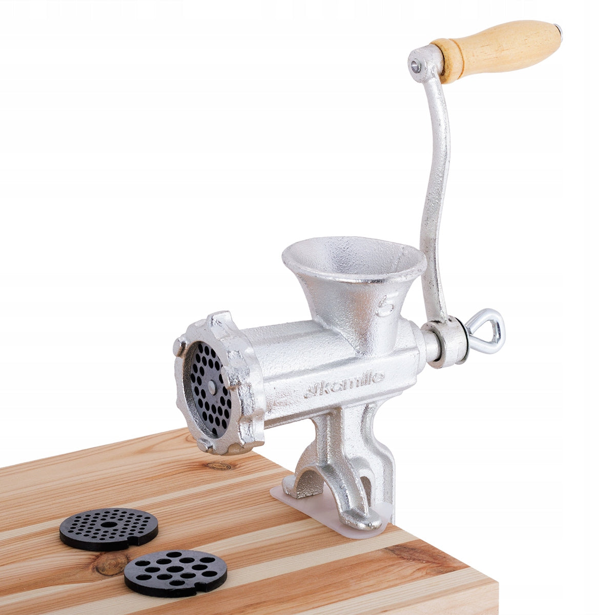 HAND GRINDER FOR MEAT GRINDING CAST IRON NO. 5 FUNNEL STRAINER KNIFE Manufacturer code KM6521