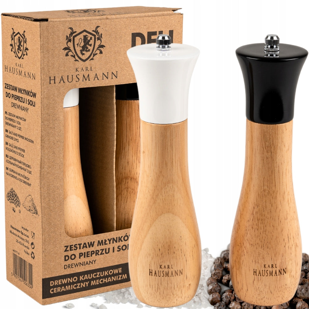 HAND GRINDER FOR SALT AND PEPPER WOODEN SET OF 2