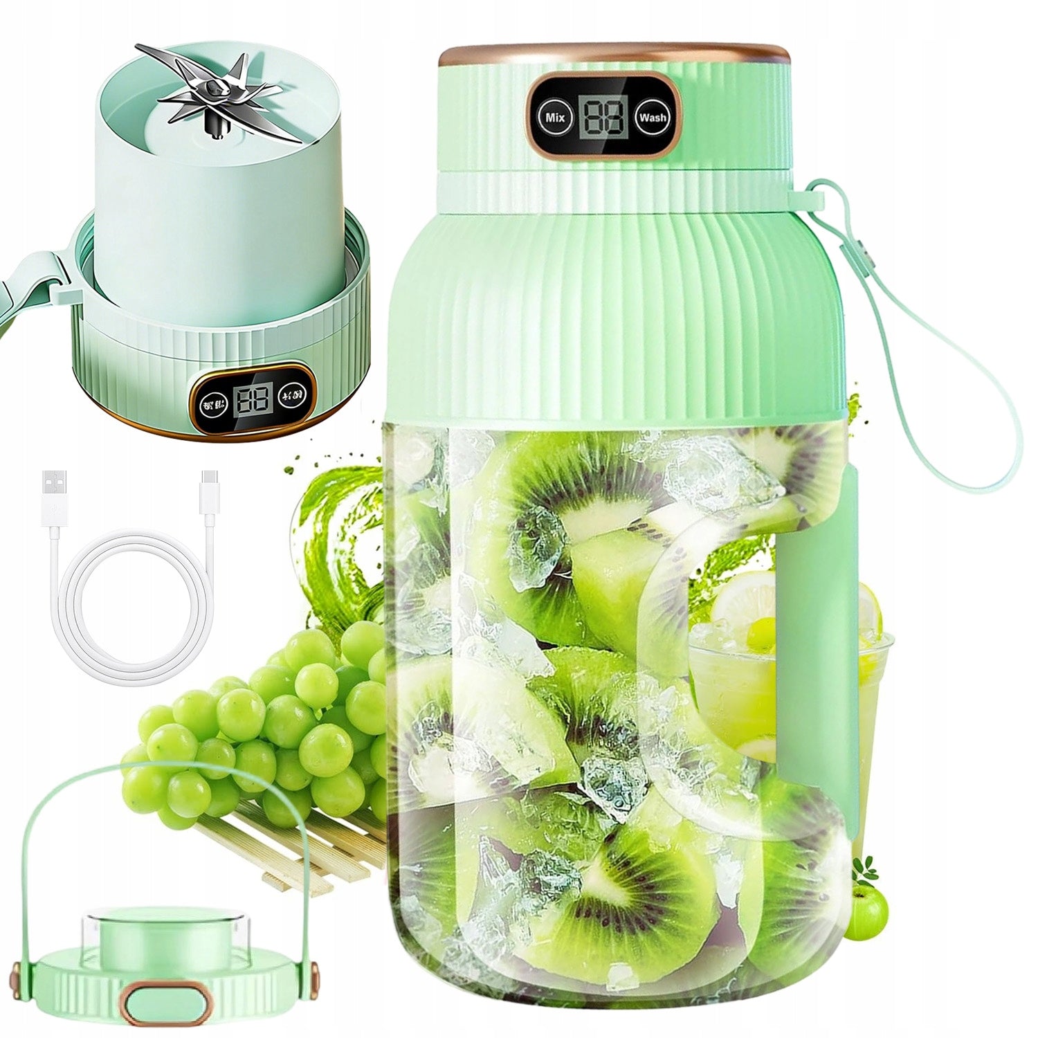HAND JUICER 1500MAH 2 OPERATING MODES WIRELESS PORTABLE 10 BLADES