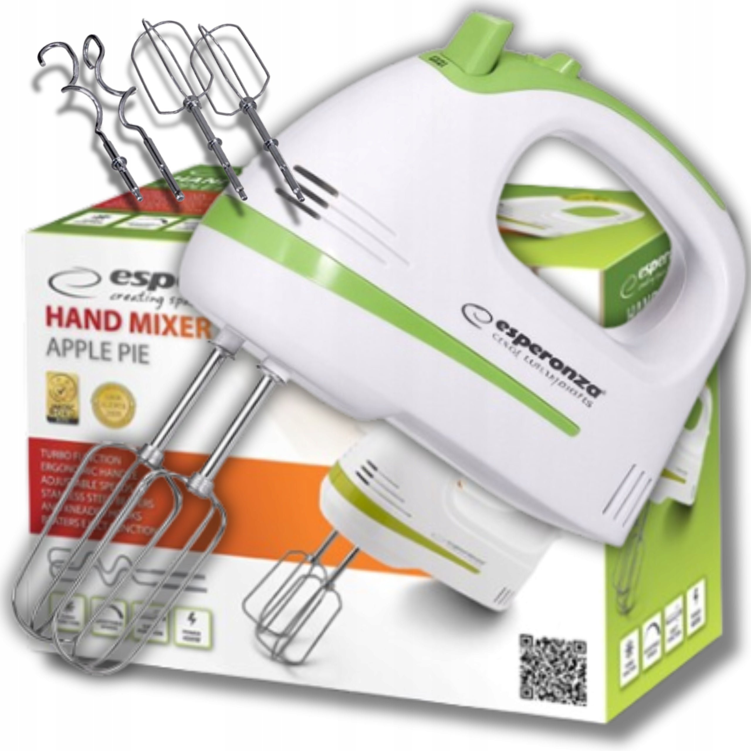 HAND MIXER 400W FOOD PROCESSOR TURBO BEATER STIRRER 4 TIPS