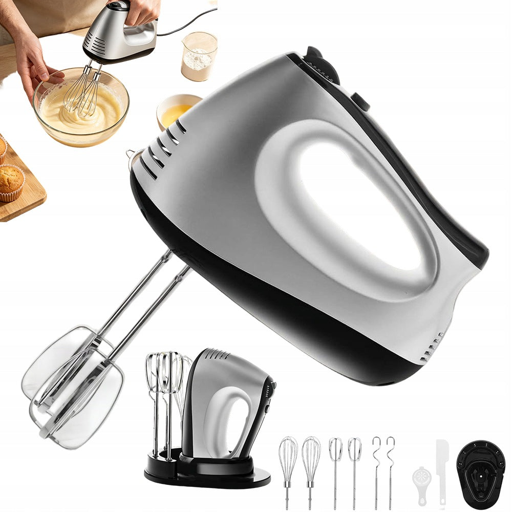 HAND MIXER 5 GEAR TURBO MULTIFUNCTION 300W 6 STIRRERS SILVER SET