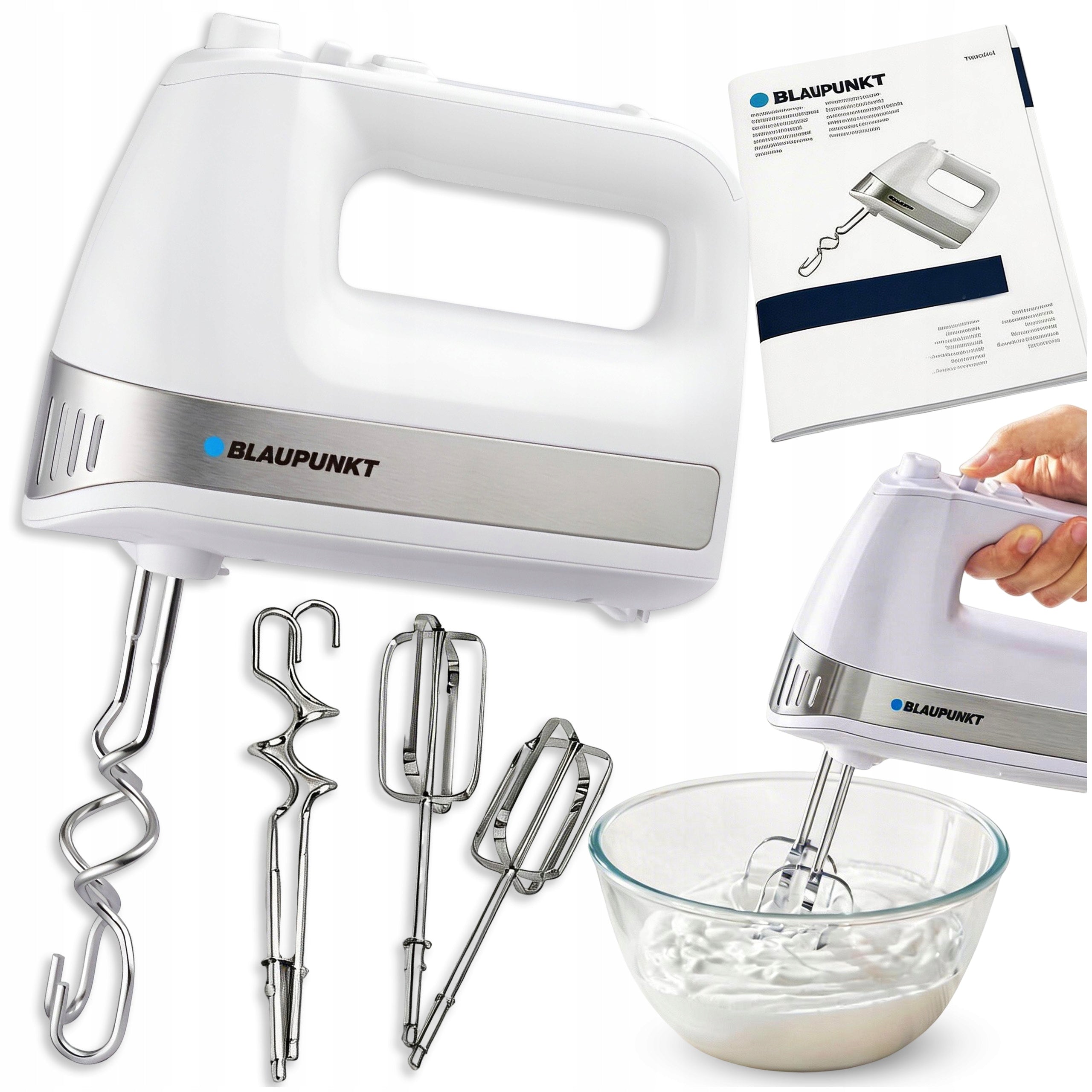 HAND MIXER BLAUPUNKT 750W 5 SPEED FAST WHIPPING WHITE