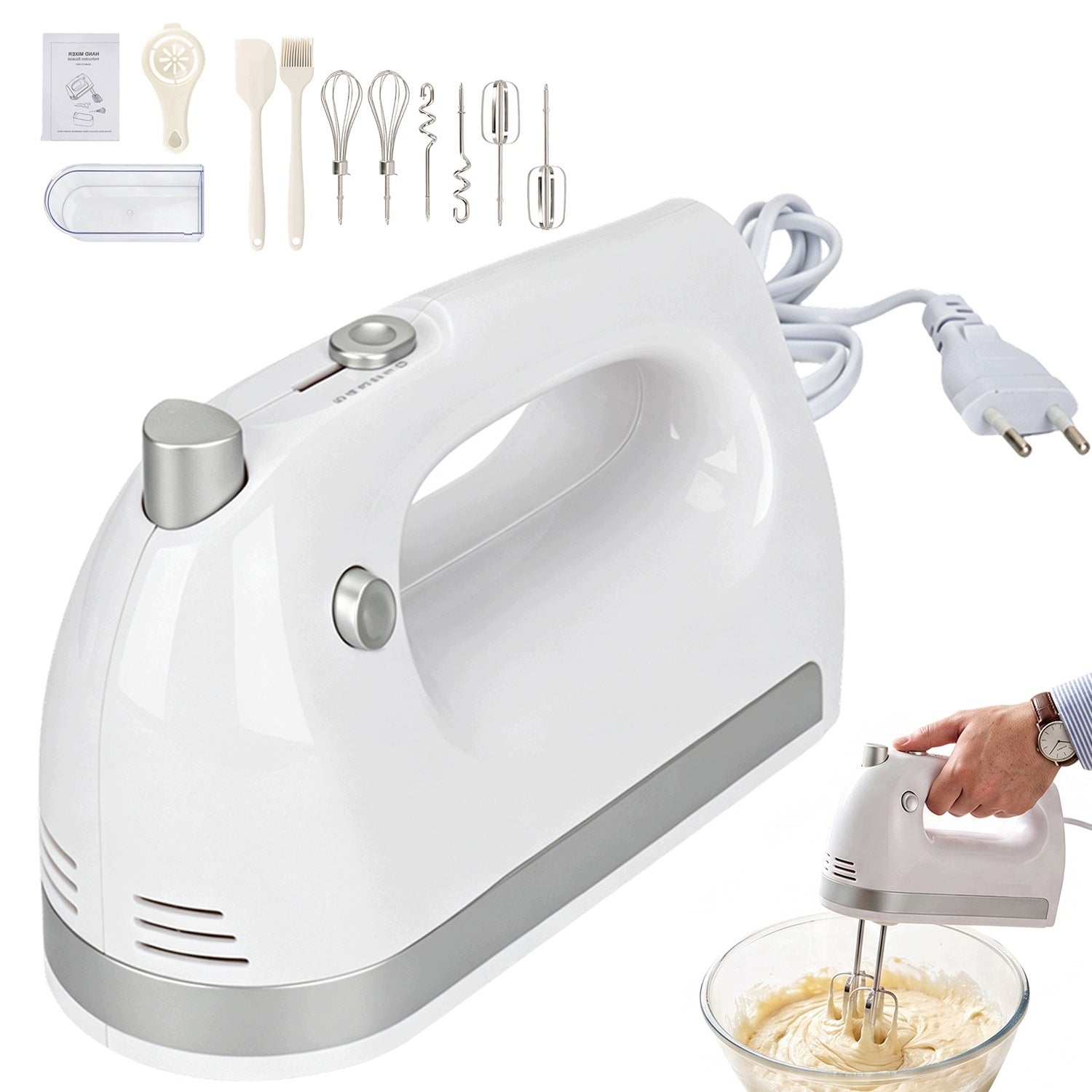 HAND MIXER ELECTRIC KITCHEN 400W 5SPEED TURBO WITH SUITCASE ACCESSORIES