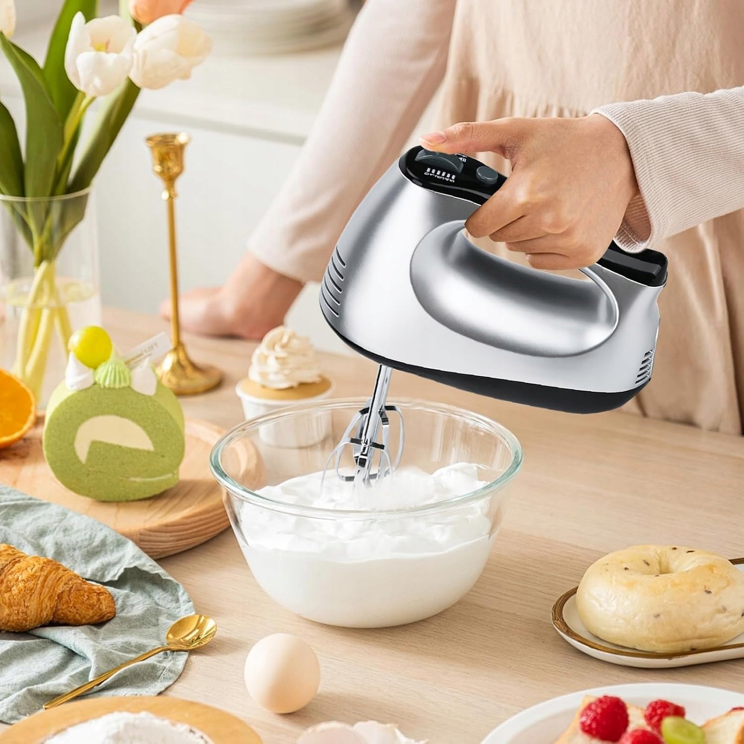HAND MIXER ELECTRIC KITCHEN 5 GEAR STEEL ACCESSORIES STAND Brand no brand
