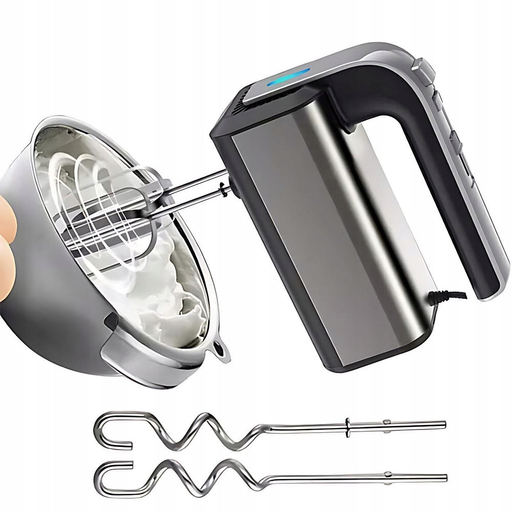 HAND MIXER FOOD PROCESSOR 300W TURBO WHISK HOOKS 5 SPEEDS SILVER Brand no brand