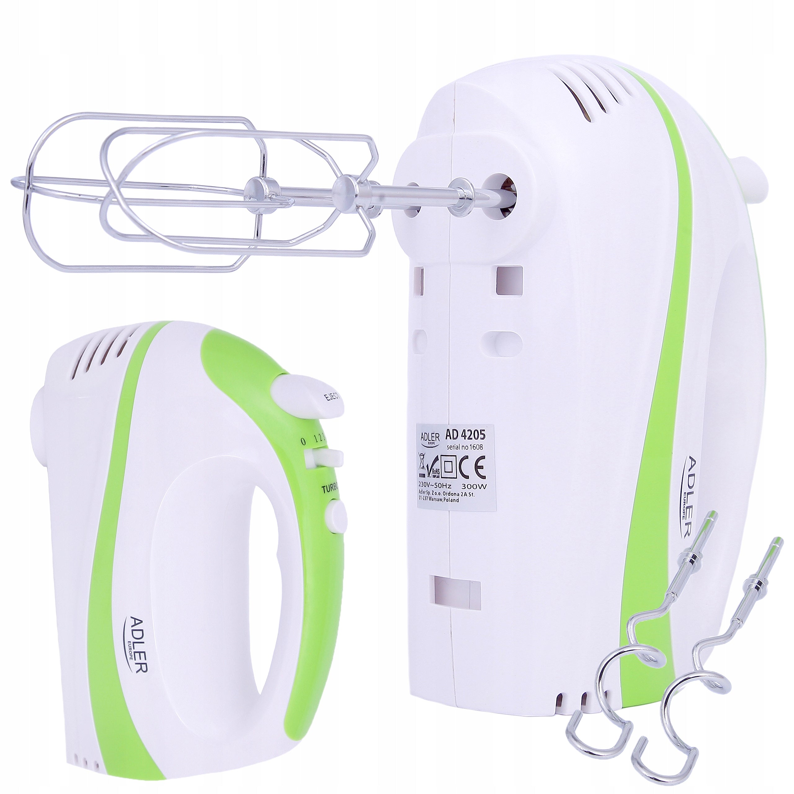 HAND MIXER FOOD PROCESSOR 5 GEARS TURBO 4 TIPS POWER 550W LIGHT QUIET