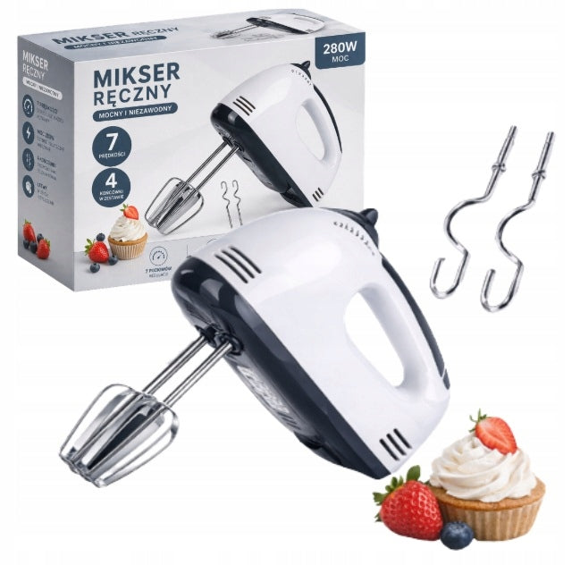 HAND MIXER FOOD PROCESSOR 7 SPEED + 4 TIPS SET POWERFUL 260W