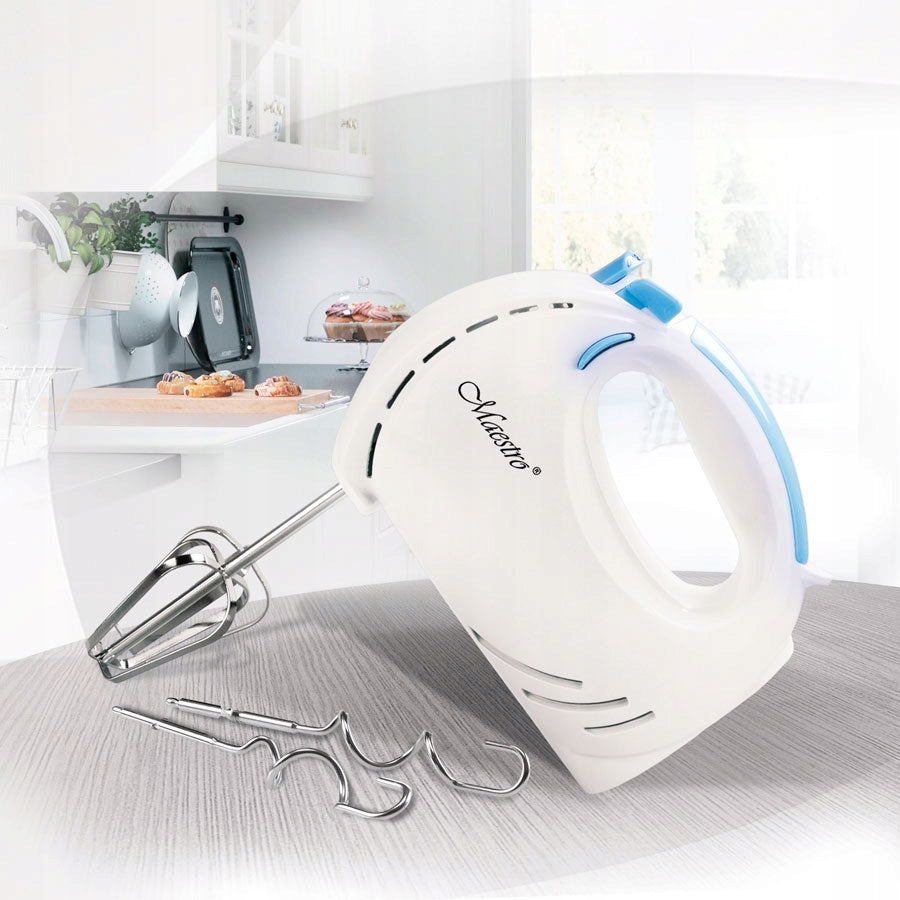 HAND MIXER FOOD PROCESSOR 7 SPEEDS + 4 TIPS BEATER HOOKS 300W Brand Maestro