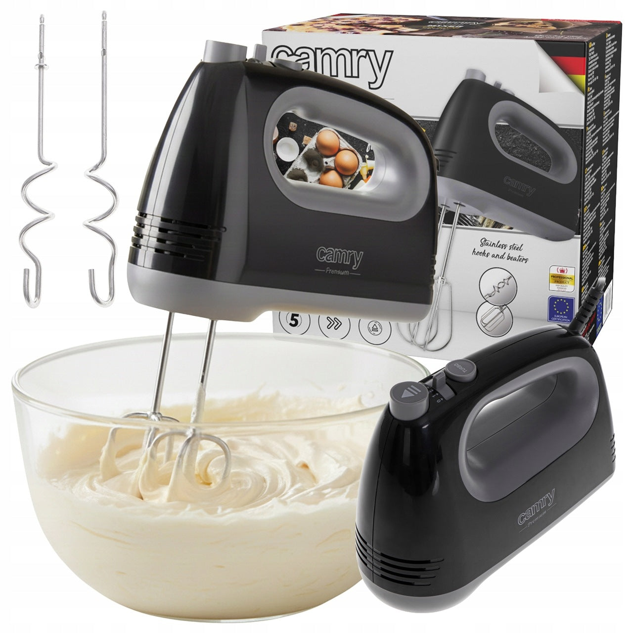 HAND MIXER FOOD PROCESSOR TURBO 5 SPEED GEARS 4 TIPS LIGHT 750W