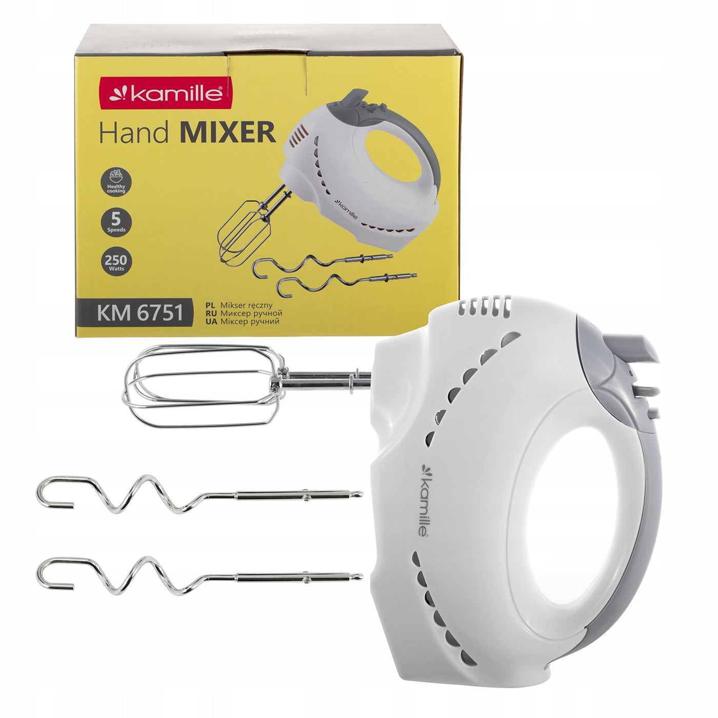 HAND MIXER Food Processor 5 Gears 4 Stirrers Strong 250W KAMILLE