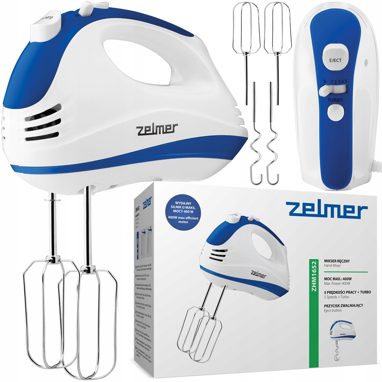 HAND MIXER HANDY POWERFUL 400W TURBO LIGHT ROBOT 4 TIPS 5 GEARS