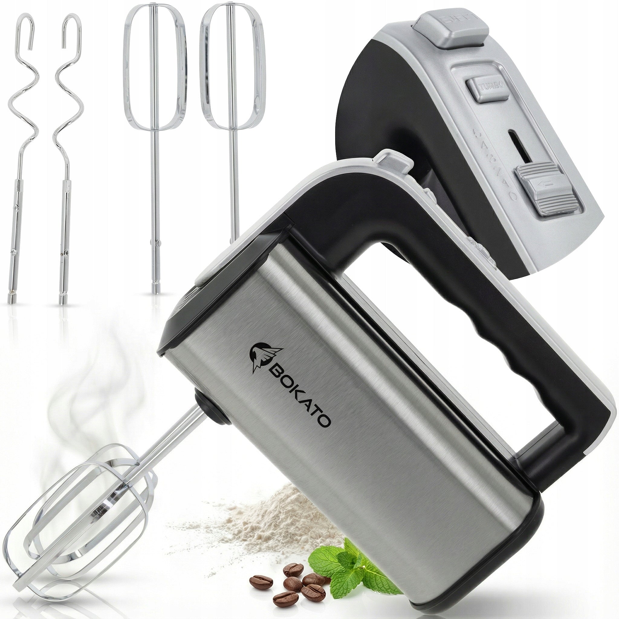 HAND MIXER KITCHEN WHISK HOOKS 500W TURBO 5 POWER MULTIFUNCTIONAL