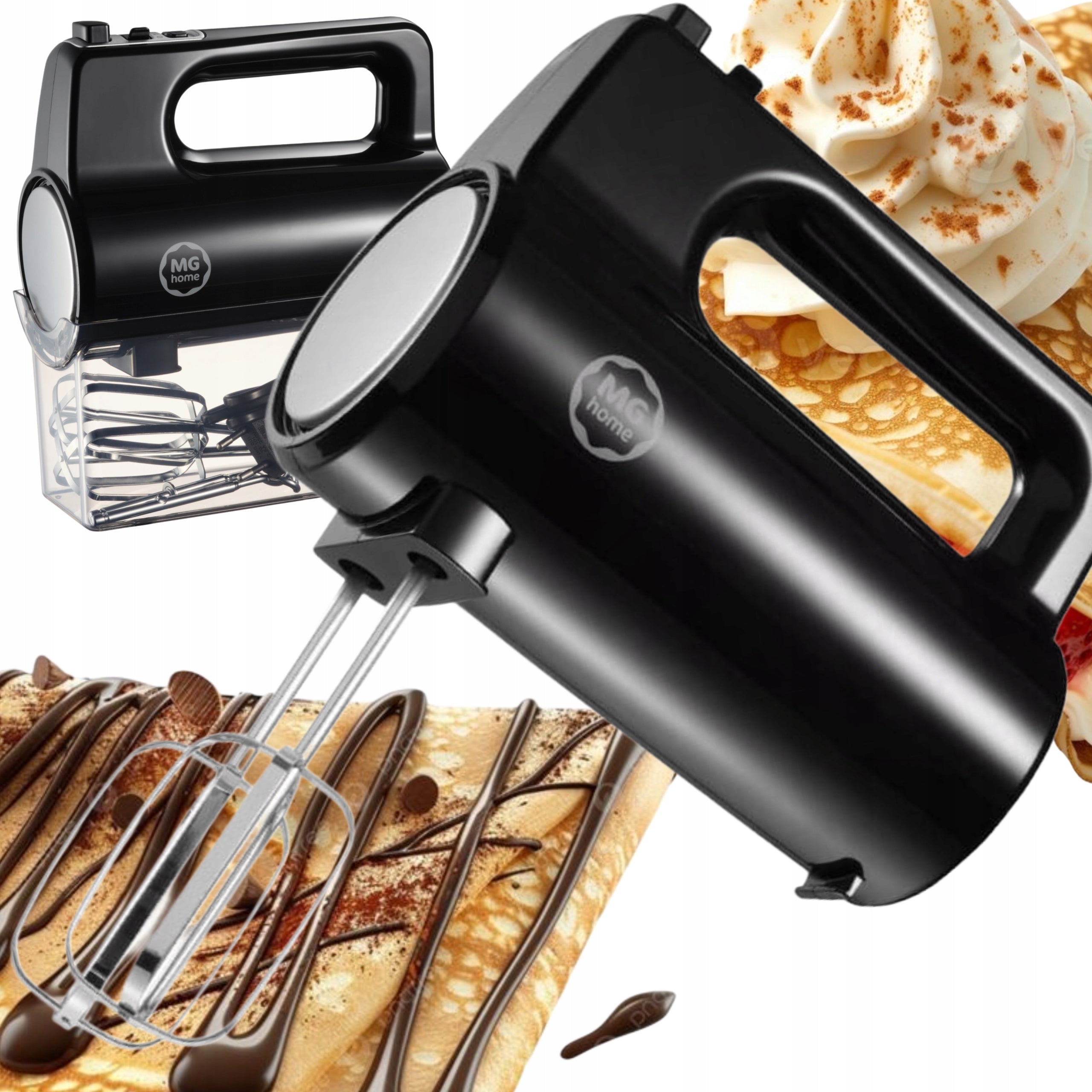 HAND MIXER MG HOME 400W 5 GEARS TURBO 2 TIPS WITH CONTAINER BLACK
