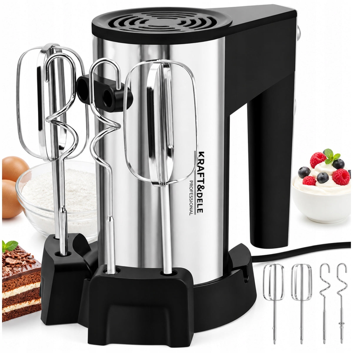 HAND MIXER MULTIFUNCTIONAL FOOD PROCESSOR 1000W 5 GEARS STIRRER SET