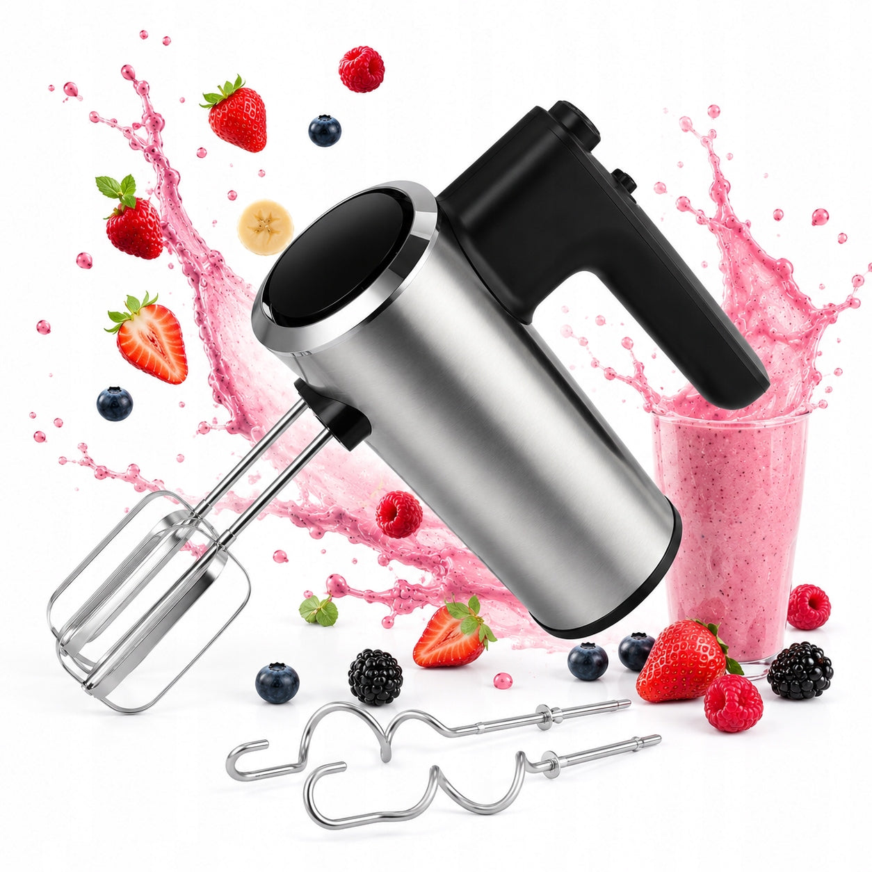 HAND MIXER TURBO FOOD PROCESSOR 5 SPEED GEARS 2 AGITATORS POWERFUL