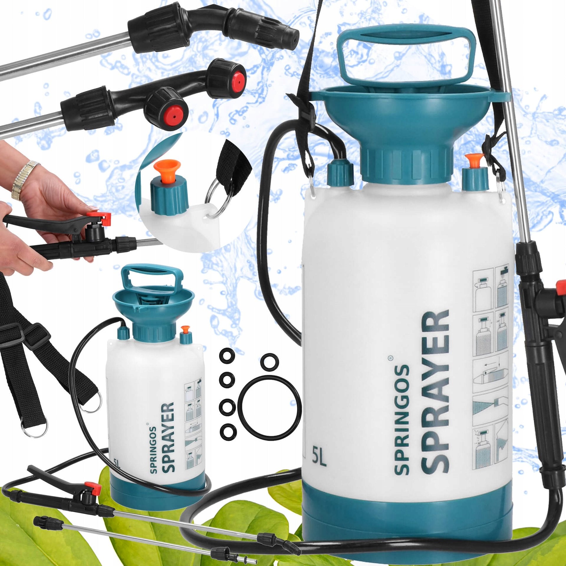 HAND PRESSURE SPRAYER 5L LANCE 85CM GARDEN SPRAYER +2 NOZZLES